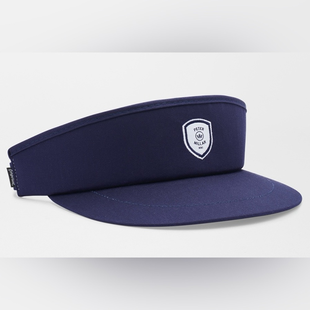 Peter Millar Navy Blue Visor with Embroidered Crest